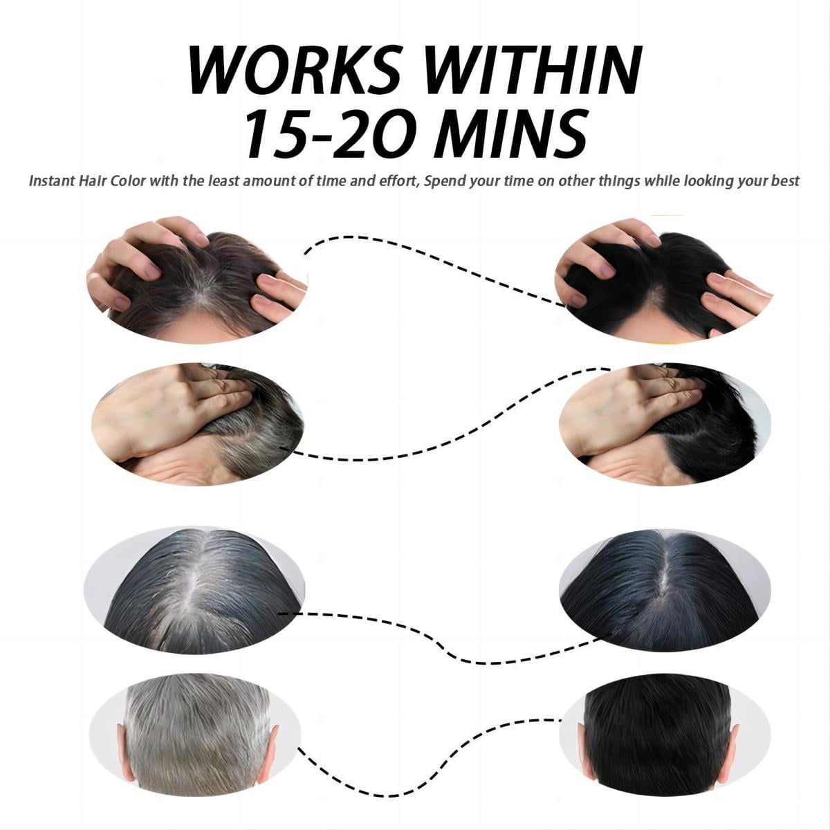 AngeRose Hair Color Shampoo Natural Black - 15 Mins Instant Gray Coverage, No Bleach