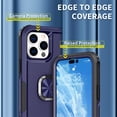 thumbnail image 3 of SaniMore for iPhone 14 Pro Multi-Functional Case, 3-Layer Protection Magnetic Cover Support Car Mount & 360° Rotatable Metal Ring Kickstand Full Body Shockproof Protective Shell, Blue, 3 of 10