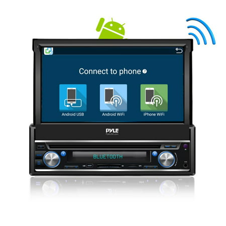 PYLE PL7ANDIN - Single DIN Android Stereo Receiver System with Pop-Out Touchscreen, GPS Navigation, Bluetooth & Wi-Fi
