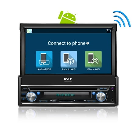 PYLE PL7ANDIN - Single DIN Android Stereo Receiver System with Pop-Out Touchscreen, GPS Navigation, Bluetooth & Wi-Fi (Best 2 Din Navigation System)