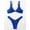 Blue, variant on Fish Scales Print Knot Front Swim Top & Thong Bottom Bikini Set Summer Beach
