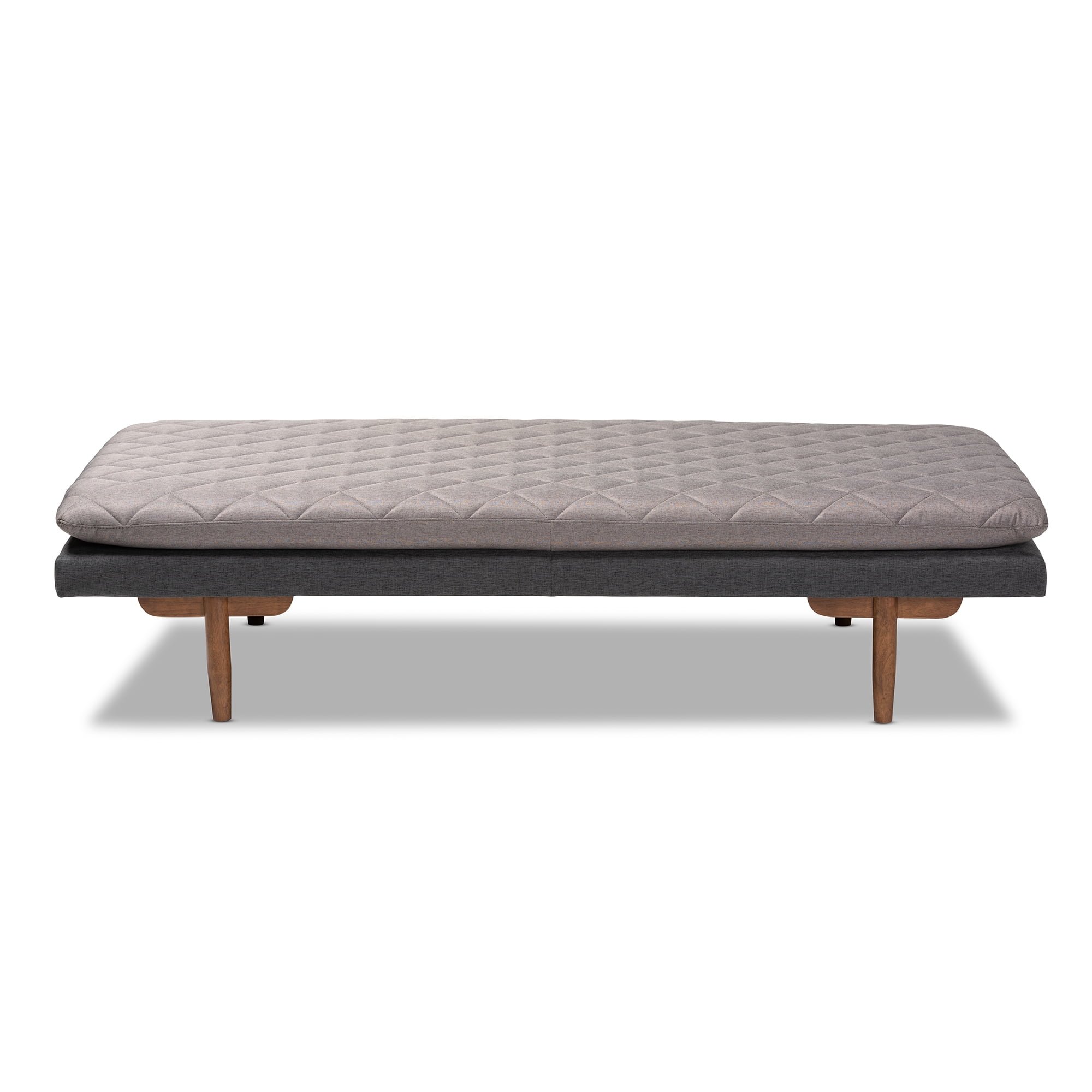 Baxton Studio Marit Mid-Century Modern Two-Tone Gray Fabric Upholstered Walnut Finished Wood Daybed