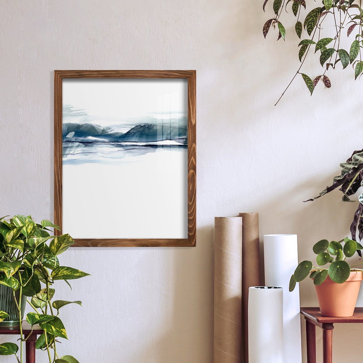 Stark Horizon I - Framed Print w/glass - Walnut