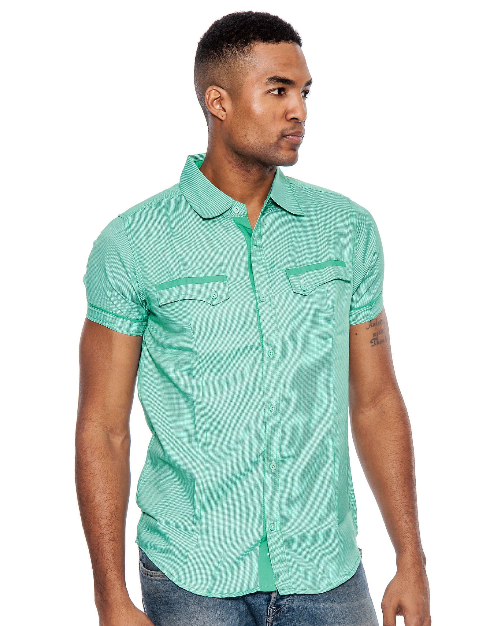 slim fit short sleeve button down