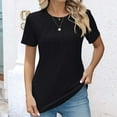 thumbnail image 6 of Black Women's Short Sleeve T-shirt, Womens Casual Crew Neck Short Sleeve Pleated Tops Blouses Fashion Clothes 2024,Women's Short sleeve T-shirt S, 6 of 9