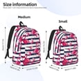 thumbnail image 3 of Honeii Dark Blue Stripes and Flamingos Print Canvas College Laptop Backpack, Durable Rucksack Travel Notebook Bag School Backpack Book Bag for Men Women-Small, 3 of 7