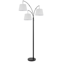 Cal Lighting 60W x 3 Vardon metal arc floor lamp with hardback fabric shade