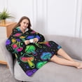 thumbnail image 5 of Oversized Wearable Blanket Hoodie,Rainbow Mushroom Neon Black Pattern Sherpa Blanket Hoodie with Super Pockets,Super Warm Fuzzy Pullover for Women & Men, 5 of 6
