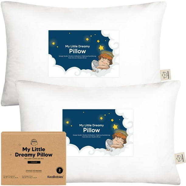 Almohada para niños pequeños KeaBabies, algodón orgánico suave, 33 x 45 cm, paquete de 2