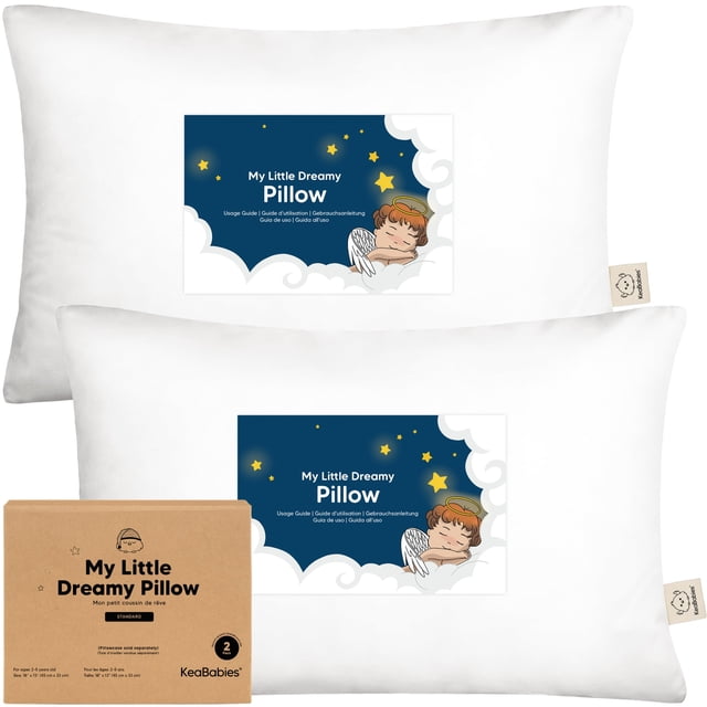 Almohada para niños pequeños KeaBabies, algodón orgánico suave, 33 x 45 cm, paquete de 2