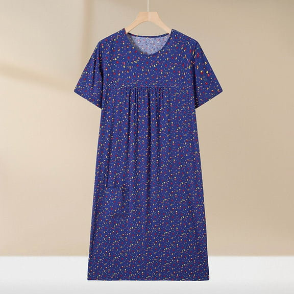 Weiqiqre Womens Sleepwear Cotton Night Shirts Short Sleeve Night Gown Dress Casual Pajamas Soft Sleepwear