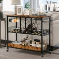IRONCK Home Modern Wood Bar Cart with Unique Wine Rack & Glasses Holder