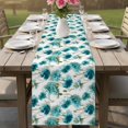 thumbnail image 4 of Teal Green Floral Table Runner 72 Inches, Vintage Cornflower Leaves Rustic Plants Bed Runner Dresser Scarves Tabletop for Indoor Outdoor Parties/Ceremony/Banquet, 14" x 72", 4 of 9