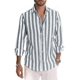 thumbnail image 1 of Camisas hawaianas a rayas de manga larga para hombre Camisas gráficas clásicas, cómodas y suaves Camisas de moda para hombre Blusas de playa Ropa para hombre, 1 of 6