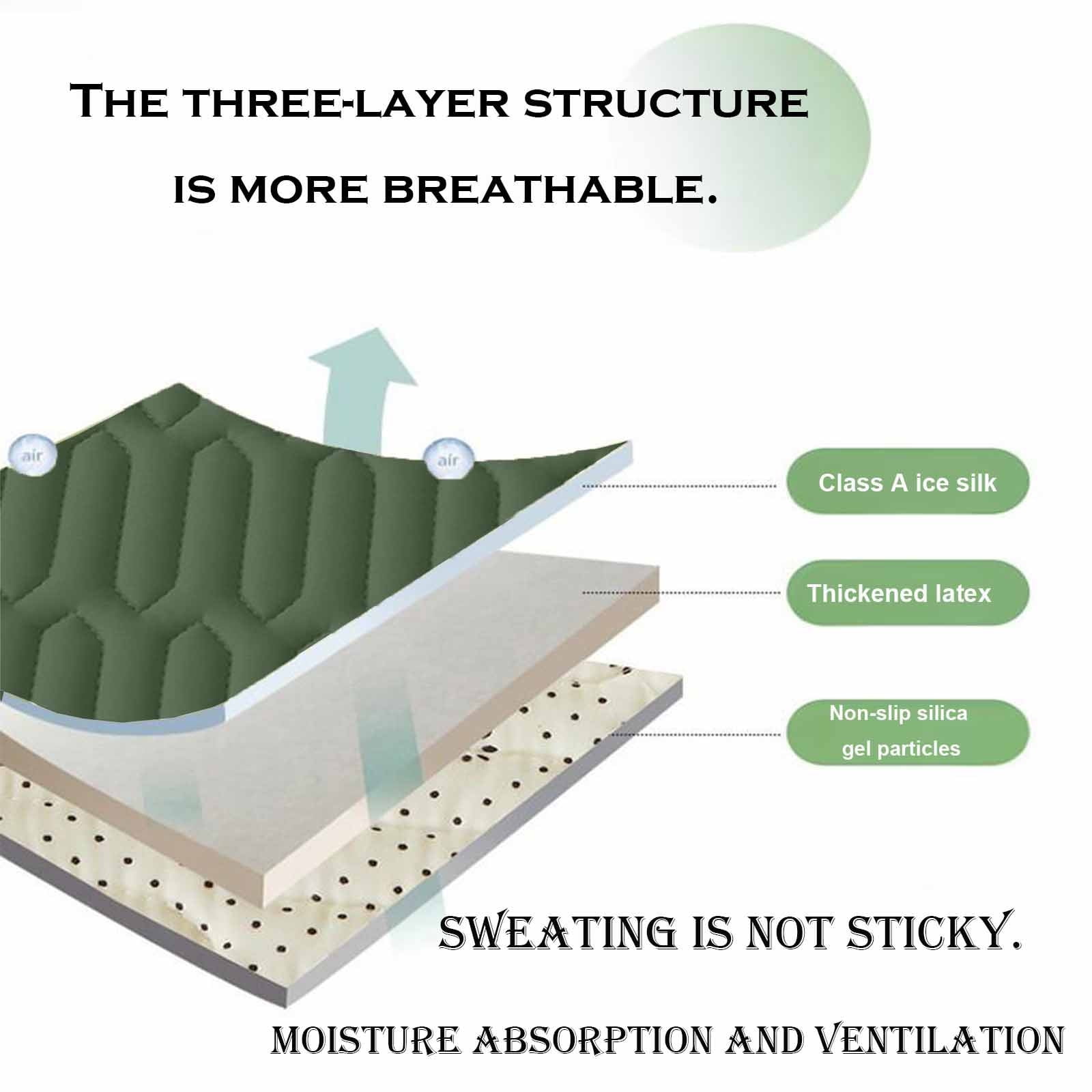 Hmgxay Breathable & Hair-Friendly Latex Pillowcase, 3-Layer Cooling Pillow Cover with Ice Silk Fabric, 30.7"x18.9" Bed Pillow Protector for Hygienic Sleep Hair Care(Army Green)