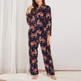 thumbnail image 2 of Fuzoiu Leopard Print Print Women's Long-Sleeved Pajama,Lounge Button Down Nightwear,Womens Notch Collar Pajama Set-XX-Large, 2 of 7