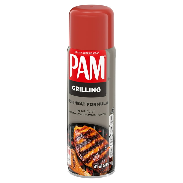 PAM No-Stick Cooking Oil Spray especially for GRILLING with High  Temperature Formula, 5 oz - Made with 100% Natural Vegetable Oil ! Great  fot less or