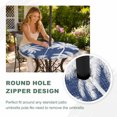 thumbnail image 4 of Round Outdoor Tablecloth with Umbrella Hole and Zipper, Indigo Blue Palm Trees Tablecloth with Elastic Waterproof, Farmhouse Tropical Summer Beach Patio Table Covers for 45" - 54" Picnic Pool Tables, 4 of 9