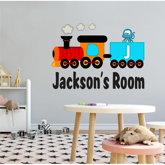 ALPHABET - Kids Nursery Bedroom Jellyfish Sea Animal Train Decoration Customized Name Lettering Art Design Vinyl Wall Decal - Educational Letter J Alphabet Home Living Room Wall Sticker 10" x 7"