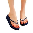 thumbnail image 7 of Leey-World Women's Sandals Summer Beach Sandals For Women Rhinestone Cute Flats Dressy Shoes Sandal Navy,7, 7 of 7