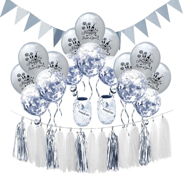 Feliz año de nuevo de papel de aluminio Feliz año de nuevo Decoración de Soporte para fotografía Plata Soledad feliz año nuevo decoracion