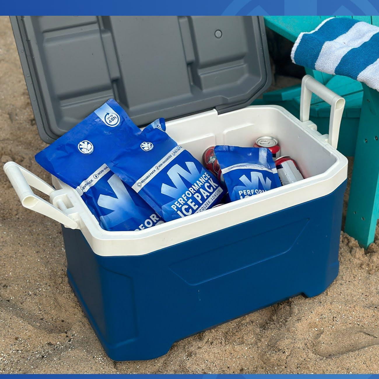 Prefilled Reusable Ice Packs For Coolers | Long Lasting Freezer Blocks Camping  Lunch Bags & More 48 Hour Cooler Pack Technology