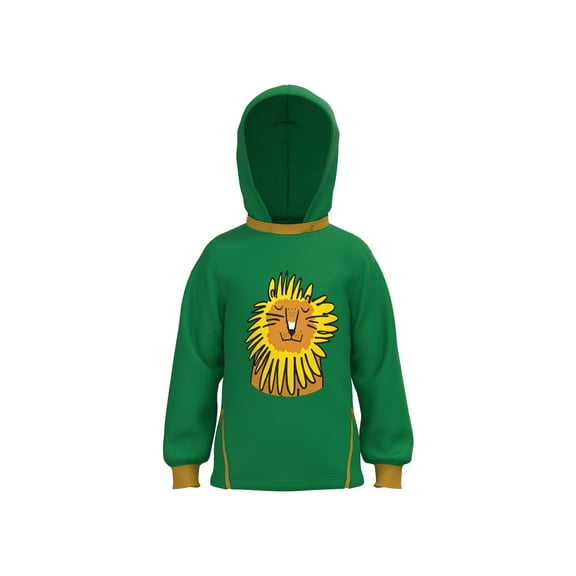 Cotonly Kids Roar Hoodie - Green, Fleece Winter Wear with Lion Graphic Print, Detachable Hoodie, and YKK Zipper and Pockets, 100% Organic Cotton, Sizes 2T-12 Years