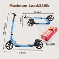 thumbnail image 6 of Kick Scooter for Teens & Adults, Lightweight Scooter with Hand Brake & 8" Big Wheels, 4 Adjustable Heights, Smooth ABEC-7 Bearings, Supports Up to 280 lbs, Ideal for Commuting or Leisure Rides, Blue, 6 of 9