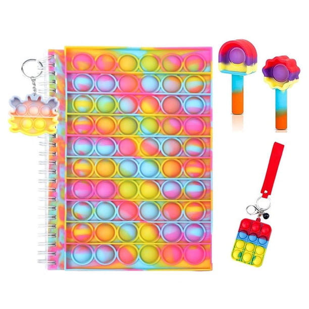 Push Bubble Notebook Con Llavero Pen Cap Suministros De Silicona Set College Ruled Paper Stress Relief Toy Regalos Para La Escuela Home College Office Moyic EL016338-00