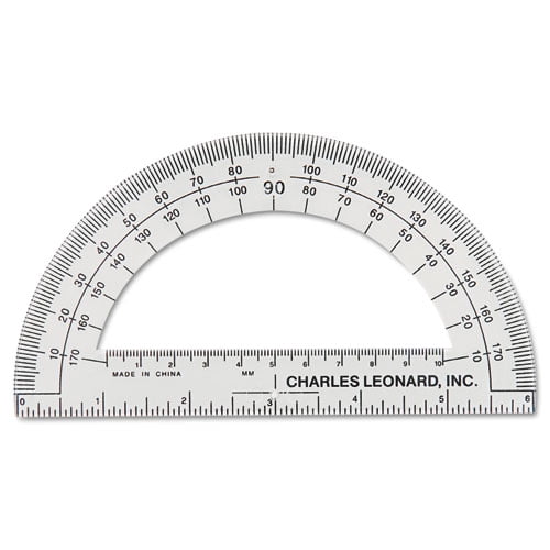 Open Center Protractor, Plastic, 6" Ruler Edge, Clear, Dozen | Bundle of 5 Dozen