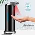 thumbnail image 3 of Dispensador automático de jabón de acero inoxidable, dispensador de desinfectante sin contacto con sensor infrarrojo, interruptor ajustable y base impermeable (negro) JM, 3 of 5