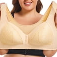 thumbnail image 6 of Hugcore Bras for Women Wireless Front Closure Lace Bra for Women - Comfortable Full Coverage Underwear, Ideal for Everyday Wear,Beige,L, 6 of 10
