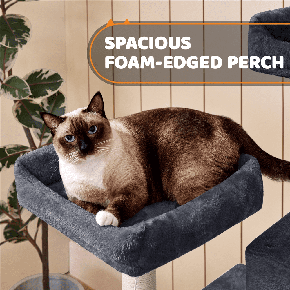 YaheeTech 59-in Cat Tree & Condo Scratching Post Tower, Dark Gray