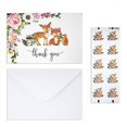 thumbnail image 5 of 50 Pack Watercolor Girl Woodland Greenery Thank You Cards, Cute Thank You Notes with Envelopes & Stickers, Baby Shower, Birthday any Occasion Large Size 4x6 Animal Fox Raccoon Deer Owl Gratitude For P, 5 of 7