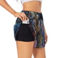 thumbnail image 1 of Balery Rainbow Astronaut Space Landscape Pantalones cortos deportivos para mujer con forro y dos bolsillos, elásticos, para entrenamiento, gimnasio, yoga-Medium, 1 of 7