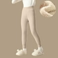 thumbnail image 2 of Girls Leggings Toddler Kid Fall Winter Clothes High Waist Sherpa Fleece Lined Thermal Stretch Pants Soft Jeggings (12 Years, Beige), 2 of 6