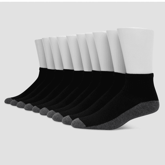 Hanes Premium Men's Big & Tall Cool Comfort Ankle Socks 10pk - Black, 12-14
