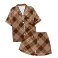 thumbnail image 3 of TZEWGL Pyjamas For Girl 2Pcs Set Plaid Printed Short Sleeved Top With Shorts Jams For Infants size 3-4T, 3 of 3