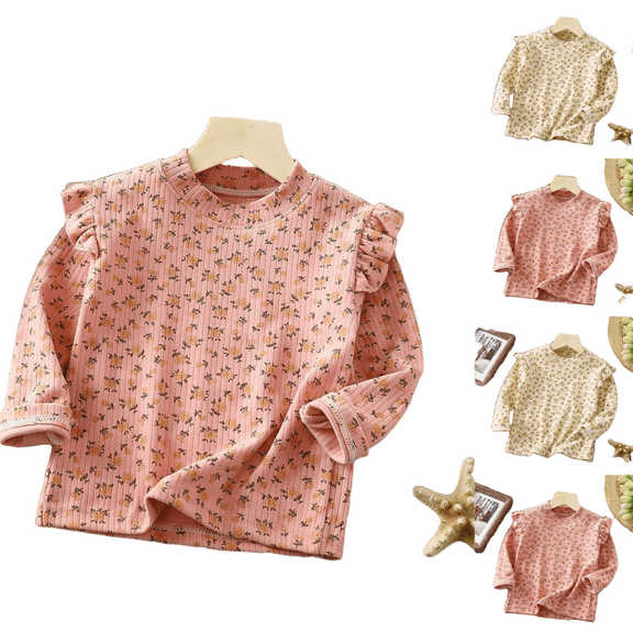 Ahuyic Kids Casual Long Sleeved Blouse Top, Autumns/Winter Long Sleeve For Kid, Fashion Girls And Boys Casual Solid Color Priting Long Sleeve Round-Neck Blouses & Shirts