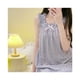 thumbnail image 3 of Camisón estampado para mujer, chaleco ancho con volantes y tirantes, vestido para dormir, camisón sin mangas súper suave, vestido azul M, 3 of 12
