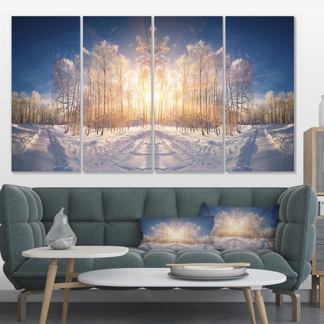 Horizontally Flipped Winter Land - Landscape Canvas Art Print