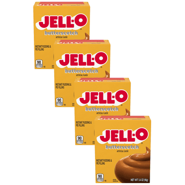 Jell-O Butterscotch Instant Pudding Mix, 3.4 oz Box (Pack-4)