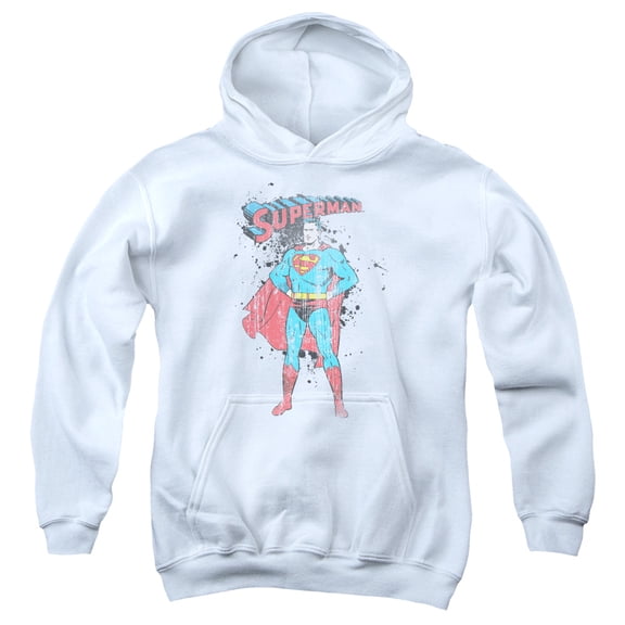 Superman - Vintage Ink Splatter - Youth Hooded Sweatshirt - Small