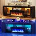 thumbnail image 4 of ChVans 71" Fireplace TV Stand for up to 80 inch TVs, Entertainment Center with 36" Electric Fireplace with LED Light, Adjustable Glass Shelves for Living Room & Bedroom, 4 of 10