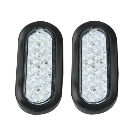 2X 6" Oval White 24 LED Trailer Truck Reverse Backup Tail Lights Clear Lens 12V