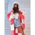 thumbnail image 3 of Womens Cardigan Sweaters Fall Winter Knitted Rainbow Color Block Striped Cozy Long Sleeve Open Front Pockets Red XXXL, 3 of 6