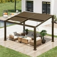 thumbnail image 2 of MELLCOM Gazebo 10x13 with Adjustable Galvanized Steel Roofs, All Aluminum Frame Permanent Pergola for Patio, Outdoor Freestanding Shelter, Dark Brown, 2 of 10