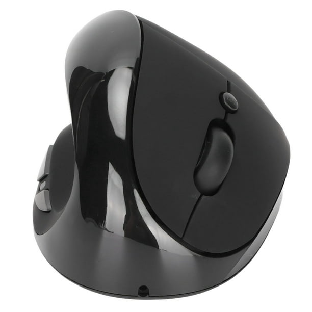 Ratón vertical inalámbrico para zurdos, 2,4 G, ergonómico, recargable, con adaptador USB, DPI ajustable para PC, color negro