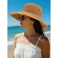 thumbnail image 3 of Deago Summer Straw Beach Sun Hats for Women UV Protection Wide Brim Travel Foldable Fringed Bucket Hat (Coffee), 3 of 9