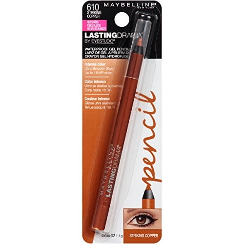 Maybelline Delineador en Gel Waterproof Eyestudio Lasting Drama, Cobre Intenso, 1.1 gr